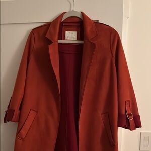 Bershka Orange Trench Coat Relaxed Fit Notched Lapel
